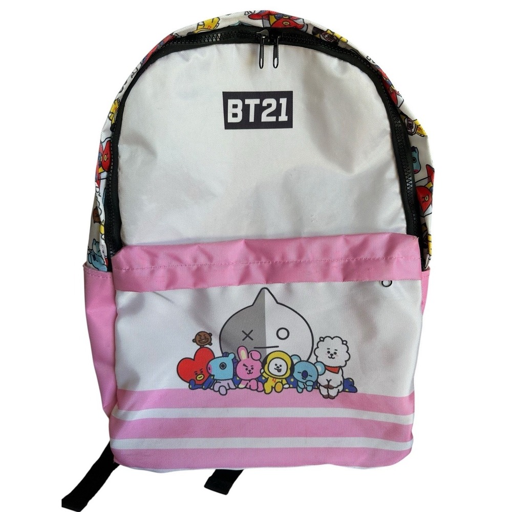 BTS BT21 URBAN NYLON PINK BACKPACK Tata Mang Chimmy Cooky Tata Millennial Girlie